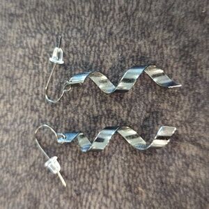 Steel colored spiral dangle earrings